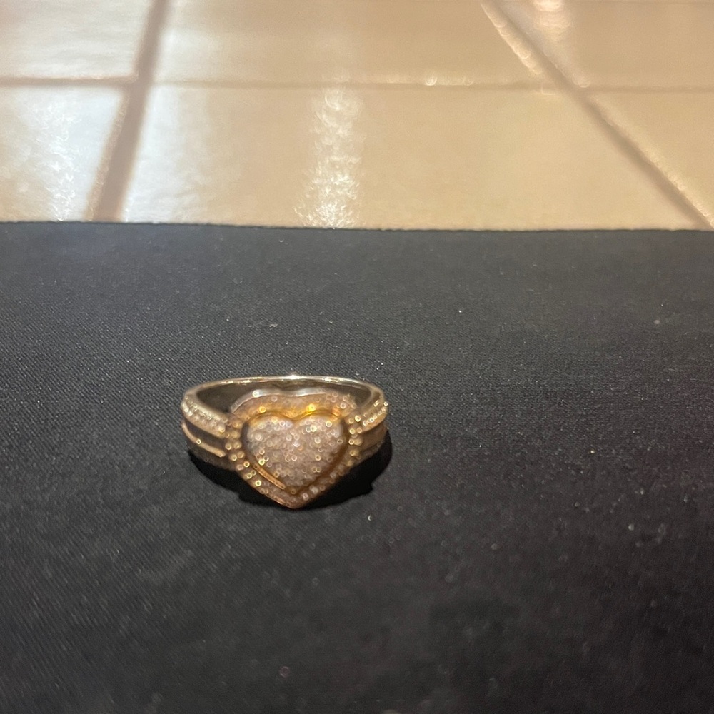 Diamond ring Gold Heart Ring YG 925